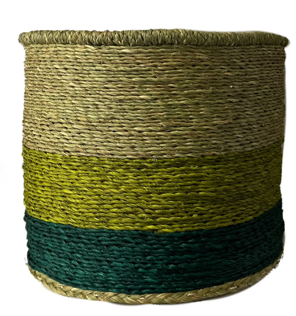Grassland Basket in green, teal and beige