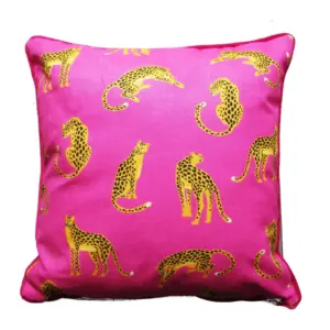 Cerise Cheetah Scatter Cushion in pink and yellow