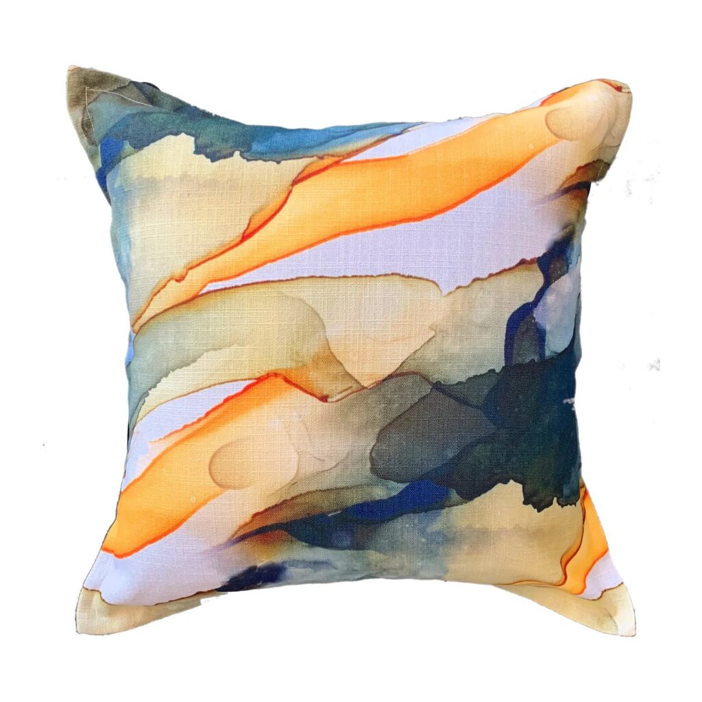 Deep Dive Scatter Cushion in blue, orange and cream