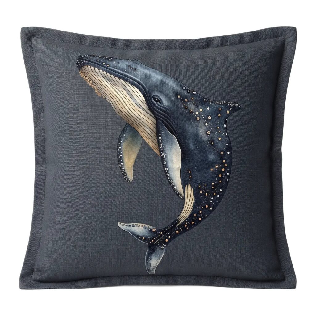 Grey Whale Scatter Cushion in grey, navy and cream