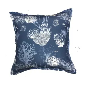 Navy Coral Scatter Cushion in navy and white