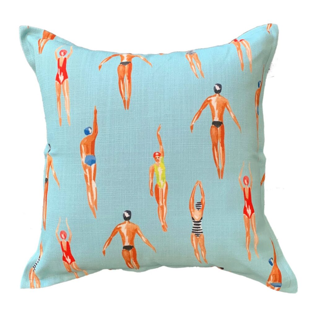 The Swimmers Scatter Cushion in blue
