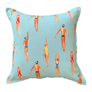 The Swimmers Scatter Cushion in blue
