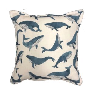 Whales Life Scatter Cushion in navy and cream