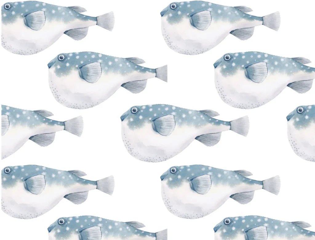 Blow Fish Placemat in blue and white