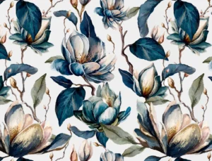 Fog Bloom Placemat in blue, navy and cream