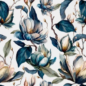 Fog Bloom Placemat in blue, navy and cream