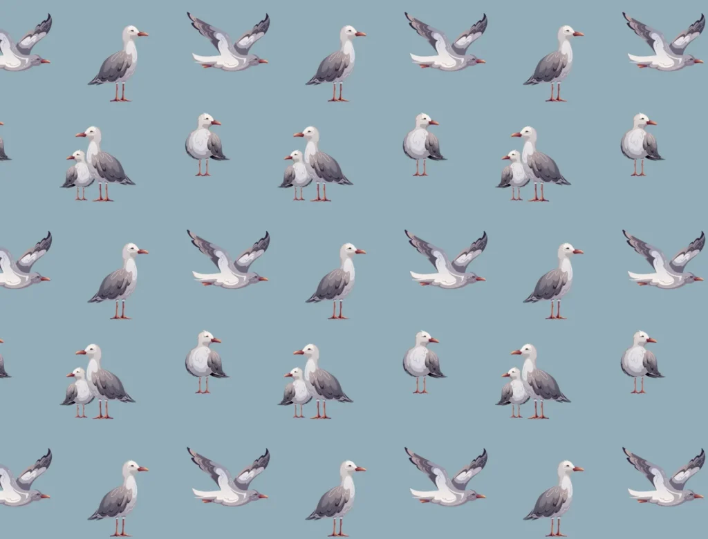 Harbour Seagulls Placemat in blue, grey and white