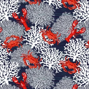 Lobster Placemat in red, white and navy