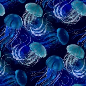 New Jelly Fish Placemat in blue, navy and teal