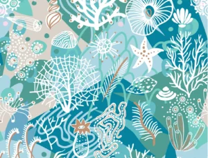 Turquoise Coral Placemat in pink and teal