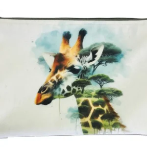 Acacia Giraffe Velvet Bag in cream, brown and green