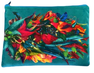 Aloe Teal Velvet Bag in teal