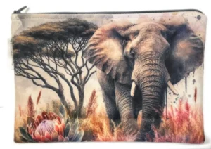 Elephant Velvet Bag in cream, brown and pink