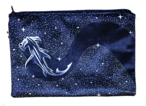 Hammer Head Velvet Bag in navy and white