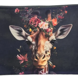 Happy Giraffe Velvet Bag in navy, brown and pink