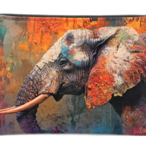 Painted Velvet Bag in orange, teal and grey
