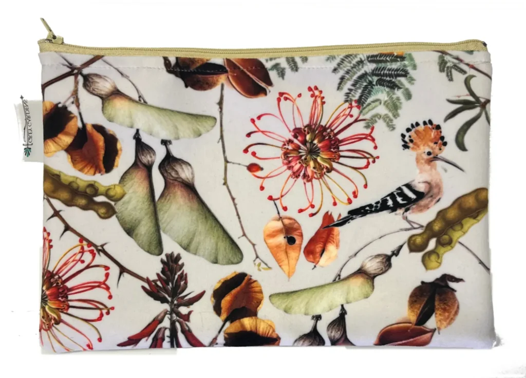 Seeds Velvet Bag in cream, green and red