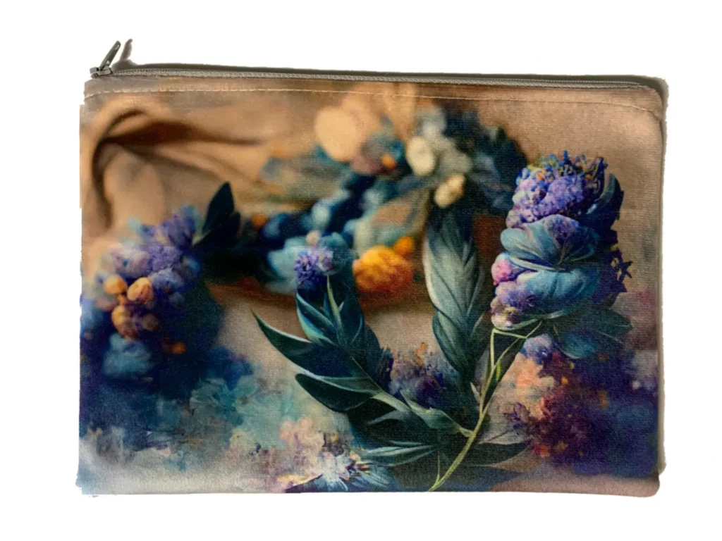 The Garden Velvet Bag in cream, blue and orange