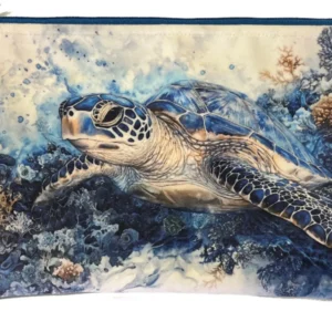 Turtle Velvet Bag in blue, cream and navy