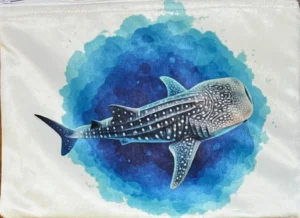 Whaleshark Velvet Bag in cream, blue and teal