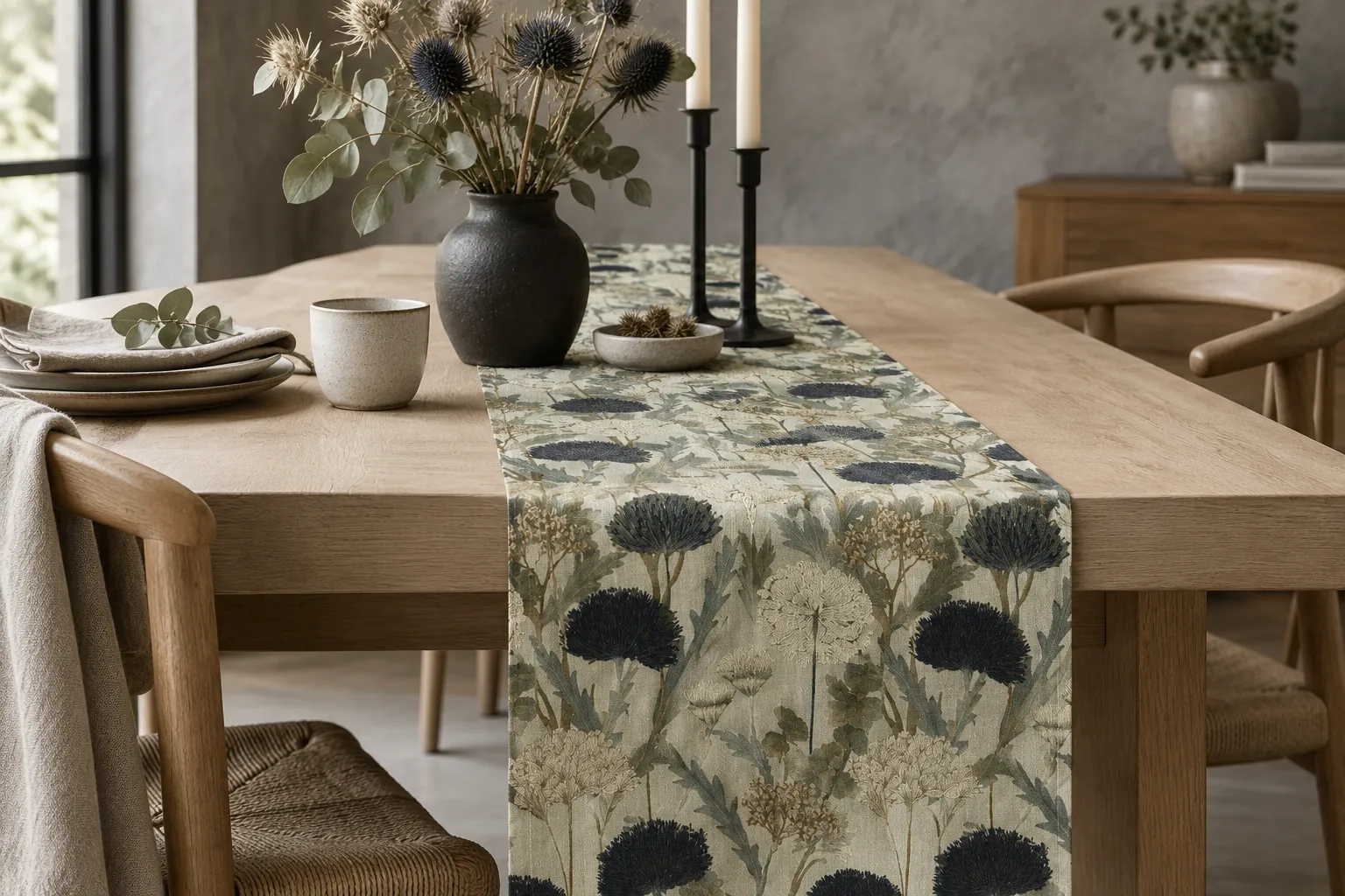 Midnight Thistle Table Runner