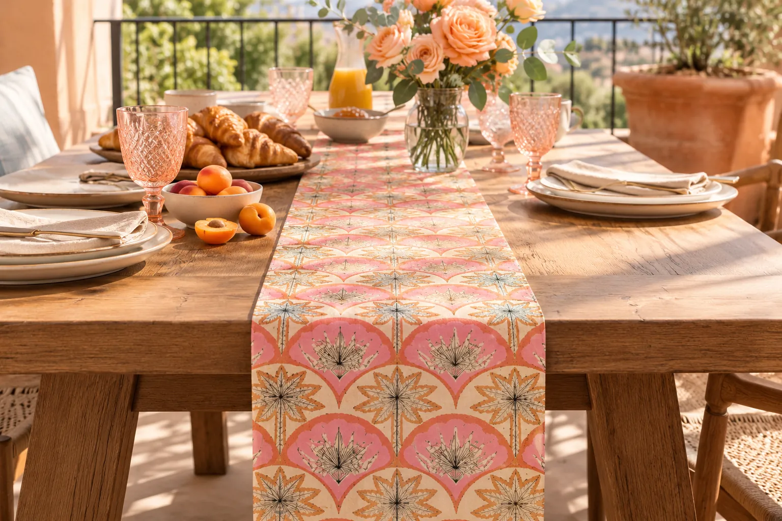 Peach Palm Table Runner