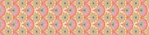 Peach Palm table runner, peach, pink and sand art deco fans, 180 x 40cm
